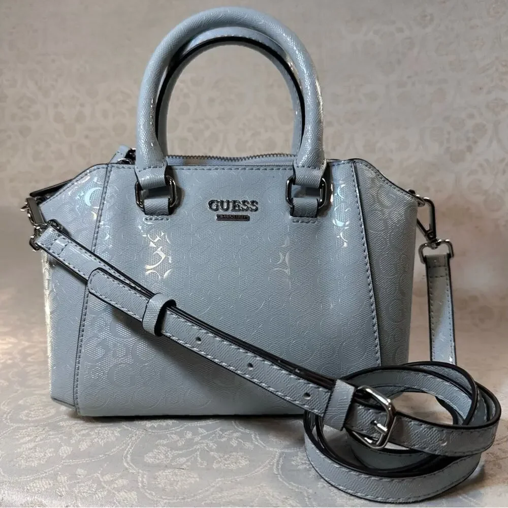 GUESS Kamri Mini Dome Satchel Light Blue with Adjustable Strap Crossbody NWOT